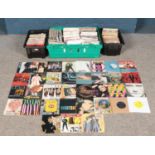 Three boxes of assorted single records. To include Kylie Minogue, The Beatles, The Rolling Stones,