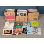 Three boxes of assorted records of mainly pop, classical and easy listening including Barry Manilow,
