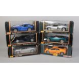 Six boxed Maisto Special Edition 1/18 scale diecast cars including Jaguar XK 180, Dodge Viper GTS,