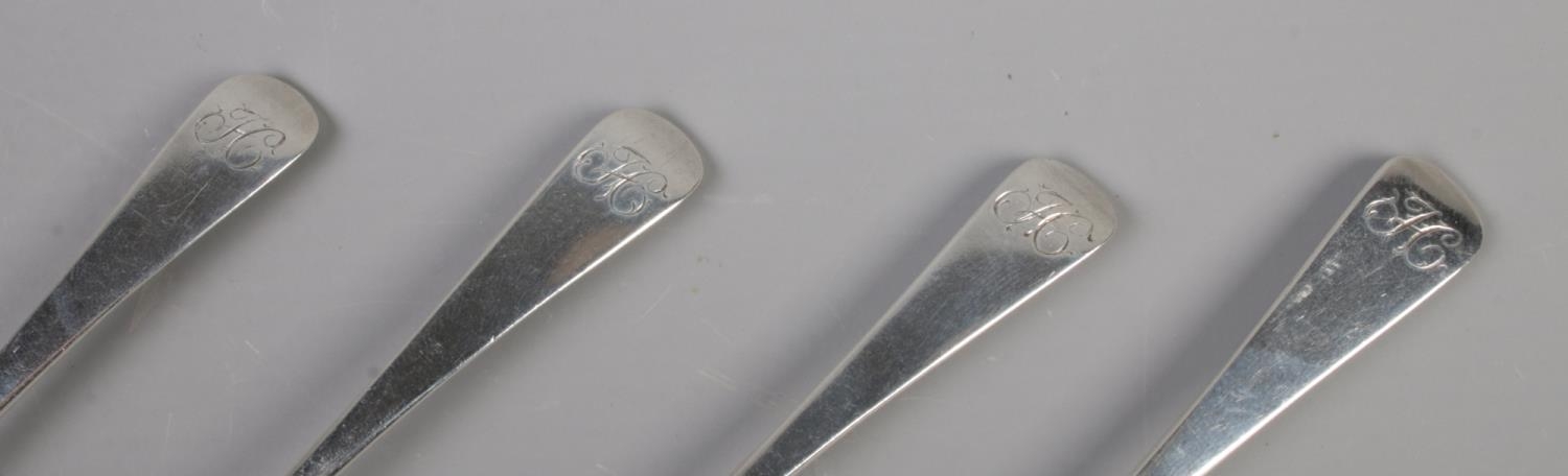 Four matching George III silver tea spoons. Assayed London 1806 by William Eaton. 70g. - Image 2 of 2