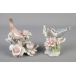 Pair of Lladro figurines bird examples including "couple of nightingales 1001228"