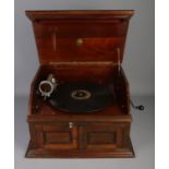 A Pathe The Orpheus gramophone with mahogany case. Working.