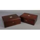 Two 19th century rosewood jewellery boxes with mother of pearl inlay.