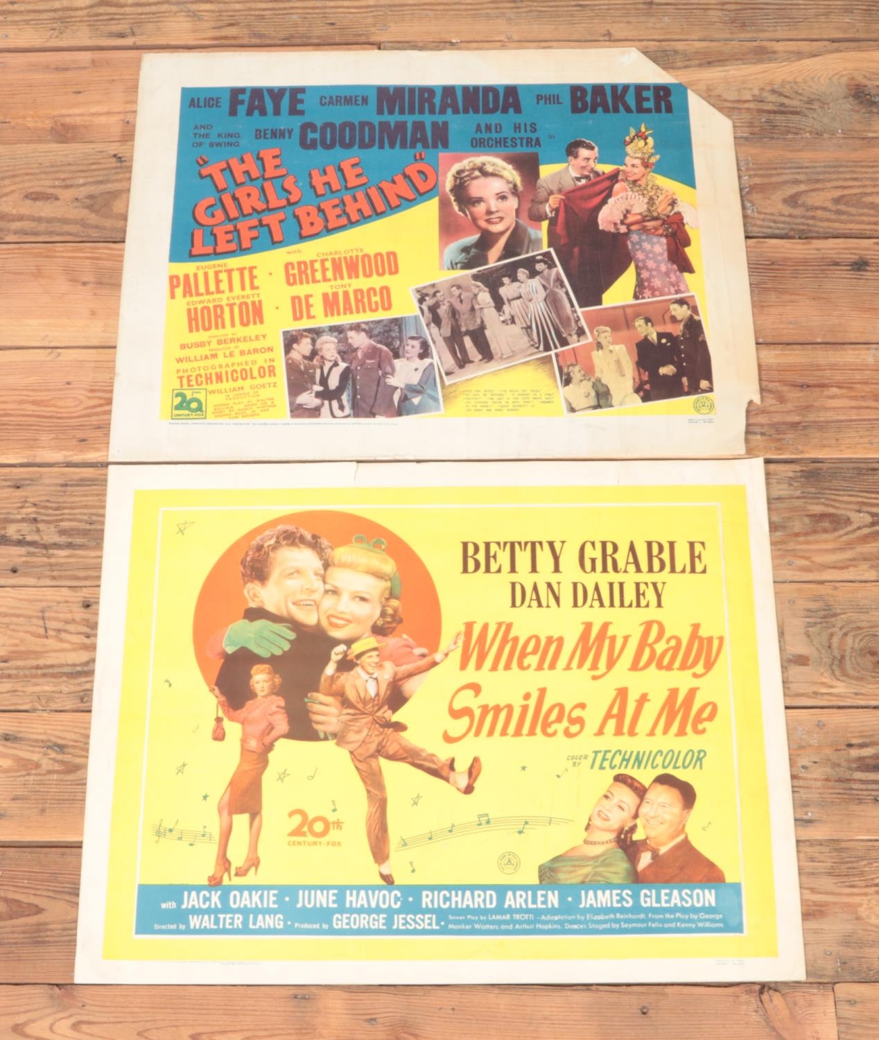 US half sheet WHEN MY BABY SMILES AT ME (1948) and THE GIRLS HE LEFT BEHIND (1943)