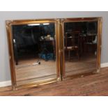 Pair of large gilt frame bevelled edge mirrors. 116x91cm each