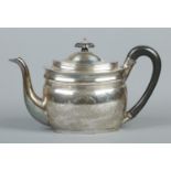 A George III silver teapot with ebonised handle and finial. Assayed London 1800 by George Burrows (