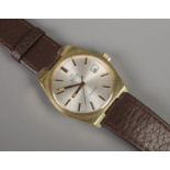 A gents gold plated Omega Geneve automatic wristwatch. Having baton markers, centre seconds and date