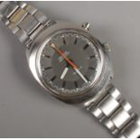 A gents stainless steel Omega Chronostop manual wristwatch. Having baton markers and centre seconds.