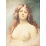 Alfred Illman Glendening (1861-1907), a gilt framed watercolour, portrait of a semi nude maiden,