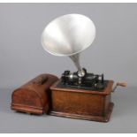An Edison Standard Phonograph with original oak case. Serial Number 468949. Working but lacking