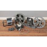 A collection of cinema equipment including Minette Viewer Editor Sixteen, Paragon PE8 Dual and