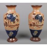 A large pair of Royal Doulton Slaters patent baluster shaped vases. Height 32cm. Good condition.