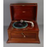 An Apollo oak cased hornless gramophone. Working.