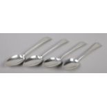 Four matching George III silver tea spoons. Assayed London 1806 by William Eaton. 70g.