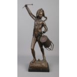 After Leon Fagal, a large bronze figure of a drummer boy raised on square marble base. Height 48.