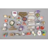 A collection of assorted pin badges and buttons, to include Notts WI and 'Imperial Service'
