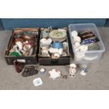 Three boxes of miscellaneous to including Royal Albert, studio pottery, Royal Memorabilia, etc.