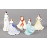 Five Royal Worcester and Coalport figures, most boxed, including Catherine Duchess of Cambridge,