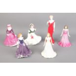 Six Royal Doulton and Royal Worcester figures, most boxed, including Poppy, To Celebrate the Life of