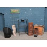 A collection of industrial items and shop fittings. To include 'Carters Tested Seeds' stand, two