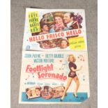 "Hello, Frisco, Hello (1943)" and "Footlight Serenade (1942)" British half sheet posters.