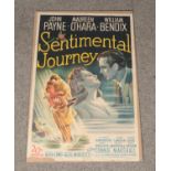 Sentimental Journey starring John Payne, Maureen O'Hara and William Bendix. 1946 British quad poster