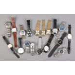 A collection of gents quartz wristwatches. Includes Claude Valetine, Limit, Slazenger, Badace etc.