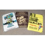 Three British quad posters including Bugzy Malone (1976), That's Your Funeral (1972)and Quiller (