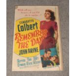 Remember The Day starring John Payne and Claudette Colbert. British quad poster (30"x40") 1941
