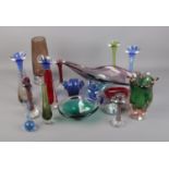 A collection of Aseda glass bone vases and other coloured glassware