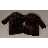 Two vintage women's faux fur coats of 3/4 length.