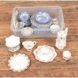 A box of assorted ceramics including Royal Albert, Royal Stafford, Woods, etc.