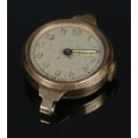 A 9ct ladies presentation watch head. Engraved to reverse "Presented to Nurse Maudsley by