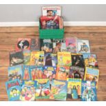 A box of TV show and super hero annuals. Includes Star Trek, Thunderbirds, Blue Peter, Star Wars,
