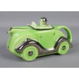 A 1930's Sadler OKT42 novelty tea pot, a green example with 'Made in England - Registered No 820236'