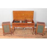 A Dynatron (Hambledon HFC 62) radiogram with Goldring turntable in mahogany case with two matching