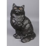 A Beswick Persian Cat in matte black. Approx. height 21cm.