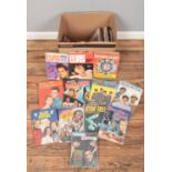 A box of music and TV annuals. Includes Star Trek, Thunderbirds, Blue Peter, Television Show Book,