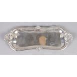 A Victorian silver snuffer tray featuring shell decoration and engraving to reverse reading " John