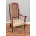 Bergere back chair with veneer frame.