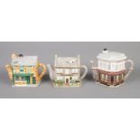 Three Annie Rowe soap opera pubs ceramic tea pots. Comprises of The Queen Victoria, Rovers Return