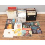 Two boxes and two carry cases of vinyl LP Records of mainly pop and easy listening to include