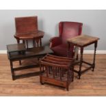 A quantity of assorted furniture inlcuding arm chair, window tables, side tables, telephone table,