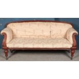 A Victorian carved mahogany upholstered parlour sofa. (95cm x 190cm x 62cm) In need of restoration.