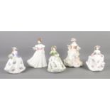 Five ceramic figurines, to include a set of three Royal Worcester 'Sweet'; Sweet Holly, Sweet Rose