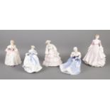 A collection of ceramic figures; to include Royal Doulton 'Christine' (HN 3905) and 'Happy