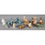 A collection of ceramic animals, to include Wade Kangaroo and Koala Bear, Poole seal and mice.