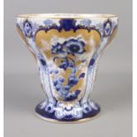 A Losol Ware, Bourbon vase featuring gilt and blue floral decoration. 19.5cm tall.