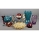 A good collection of coloured glass. Includes retro light shade, controlled bubble examples,