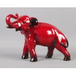 A Royal Doulton Flambe elephant figure. 15cm tall. Paint missing on a tiny area of left ear.